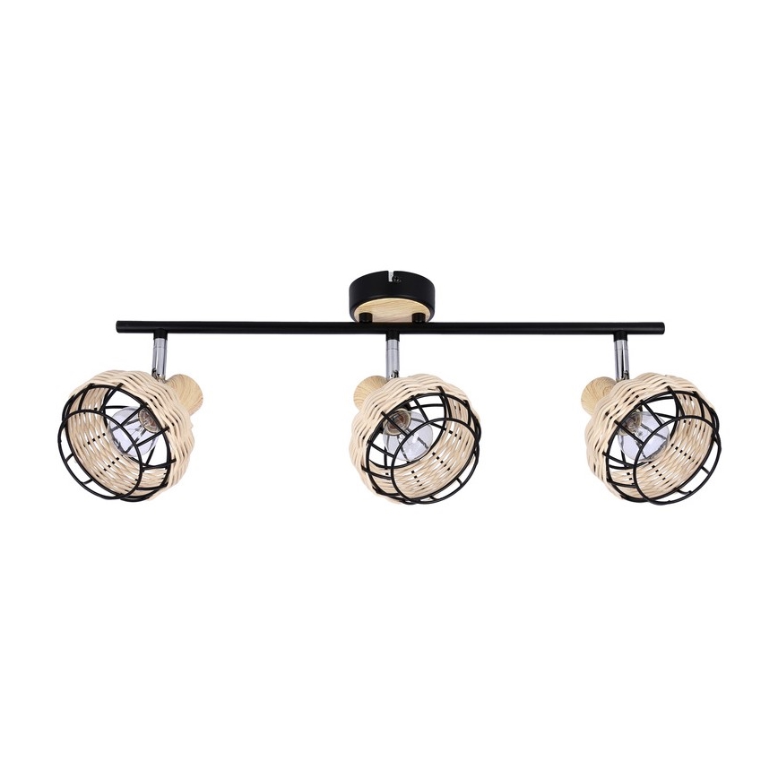Oświetlenie punktowe TAJGA 3xE14/40W/230V rattan/czarne