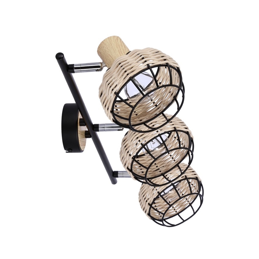 Oświetlenie punktowe TAJGA 3xE14/40W/230V rattan/czarne
