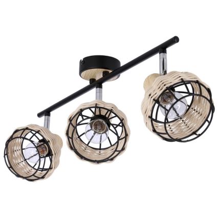 Oświetlenie punktowe TAJGA 3xE14/40W/230V rattan/czarne
