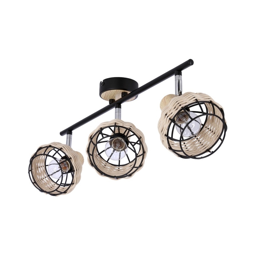 Oświetlenie punktowe TAJGA 3xE14/40W/230V rattan/czarne