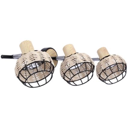 Oświetlenie punktowe TAJGA 3xE14/40W/230V rattan/czarne
