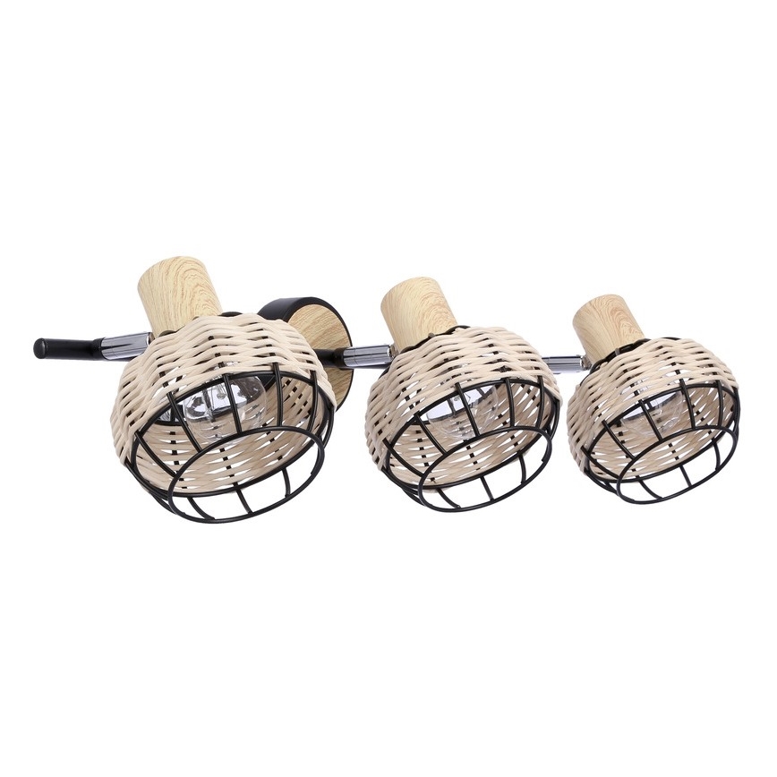 Oświetlenie punktowe TAJGA 3xE14/40W/230V rattan/czarne