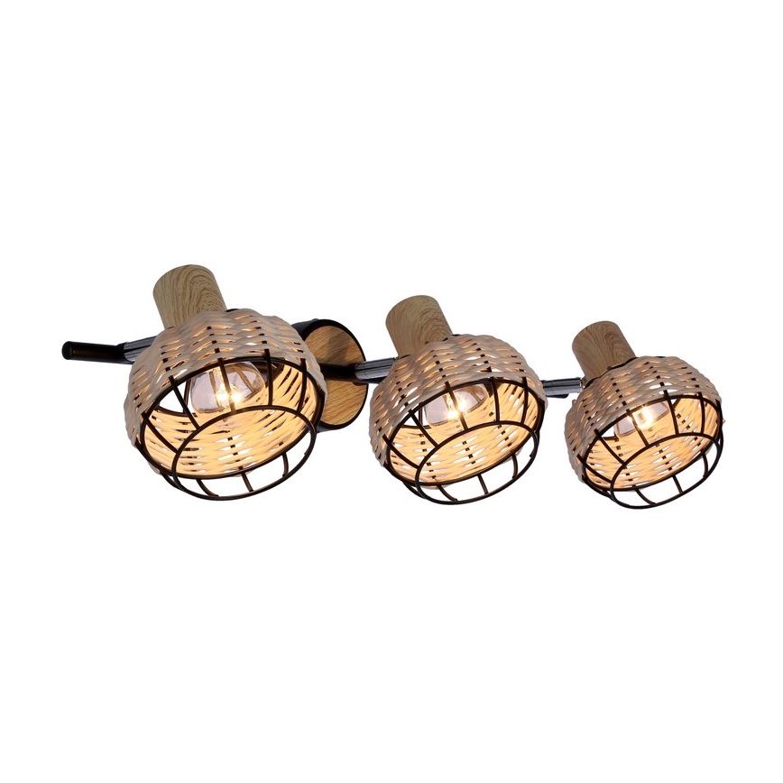 Oświetlenie punktowe TAJGA 3xE14/40W/230V rattan/czarne
