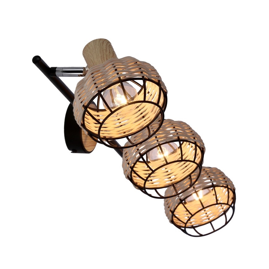Oświetlenie punktowe TAJGA 3xE14/40W/230V rattan/czarne