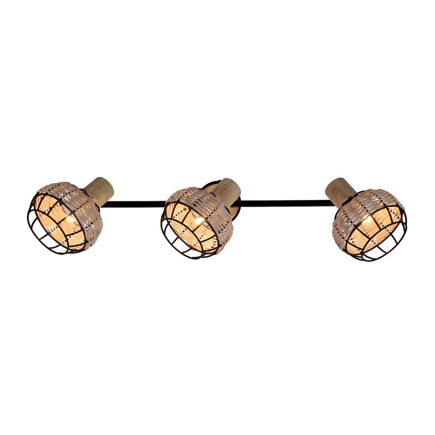 Oświetlenie punktowe TAJGA 3xE14/40W/230V rattan/czarne