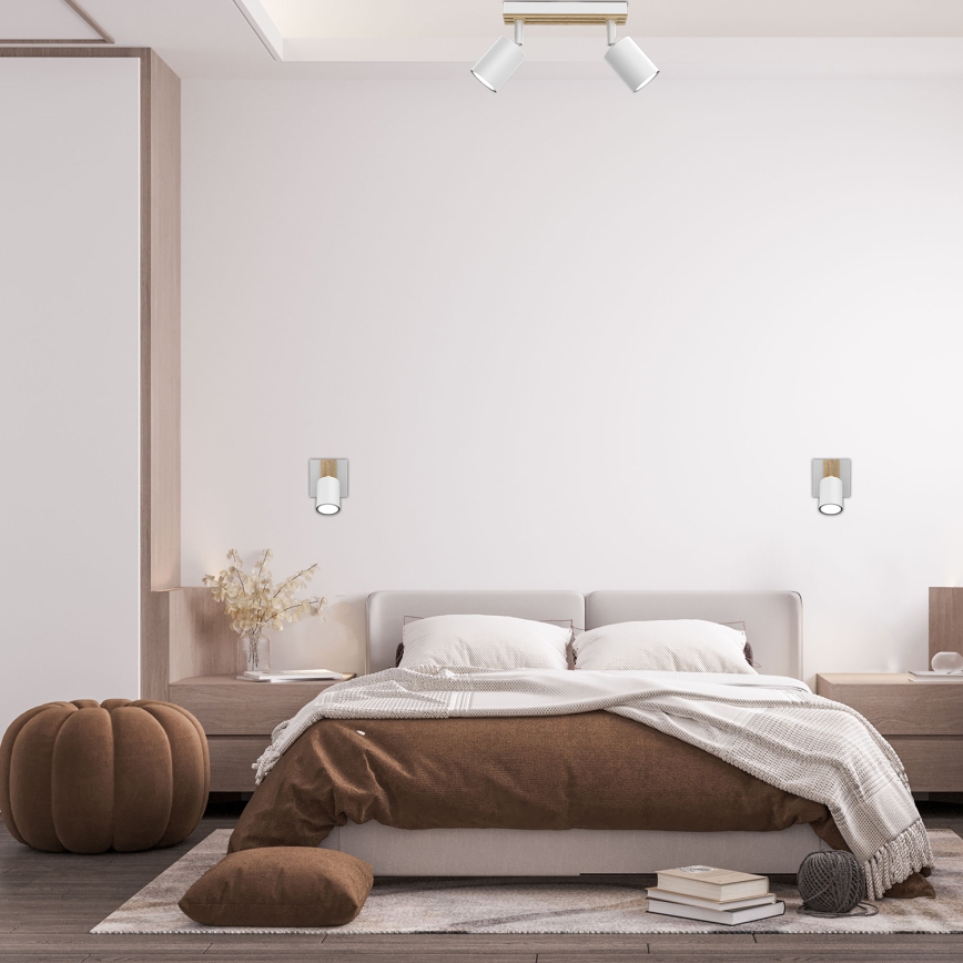 Oświetlenie punktowe TERRA 2xGU10/8W/230V biały/dąb