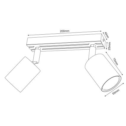 Oświetlenie punktowe TERRA 2xGU10/8W/230V czarny/dąb