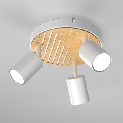 Oświetlenie punktowe TERRA 3xGU10/8W/230V biały/dąb