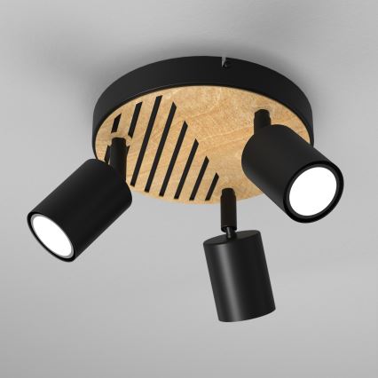 Oświetlenie punktowe TERRA 3xGU10/8W/230V czarny/dąb