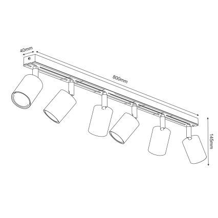 Oświetlenie punktowe TERRA 6xGU10/8W/230V biały/dąb