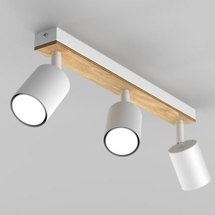 Oświetlenie punktowe TULON 3xGU10/8W/230V biały/dąb