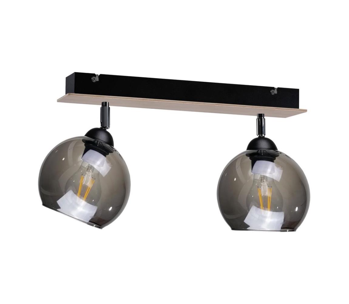 Oświetlenie punktowe UNO WOOD 2xE27/60W/230V czarny/brązowy