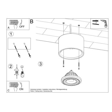 Oświetlenie sufitowe BASIC AR111 1xGU10/40W/230V beton