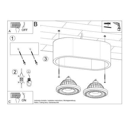 Oświetlenie sufitowe BASIC AR111 2xGU10/40W/230V beton