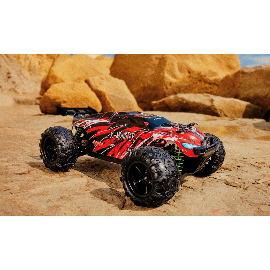 Overmax - Samochód zdalnie sterowany RC 2 w 1 X-MONSTER 3.5 1700 mAh czarny/czerwony/zielony