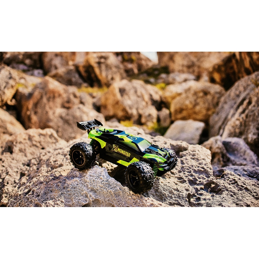 Overmax - Samochód zdalnie sterowany RC 2 w 1 X-MONSTER 3.5 1700 mAh czarny/czerwony/zielony