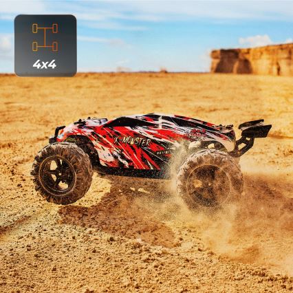 Overmax - Samochód zdalnie sterowany RC 2 w 1 X-MONSTER 3.5 1700 mAh czarny/czerwony/zielony