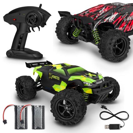 Overmax - Samochód zdalnie sterowany RC 2 w 1 X-MONSTER 3.5 1700 mAh czarny/czerwony/zielony