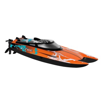 Overmax - Zdalnie sterowana łódź RC X-TIDE 2400 mAh czarna/pomarańczowa