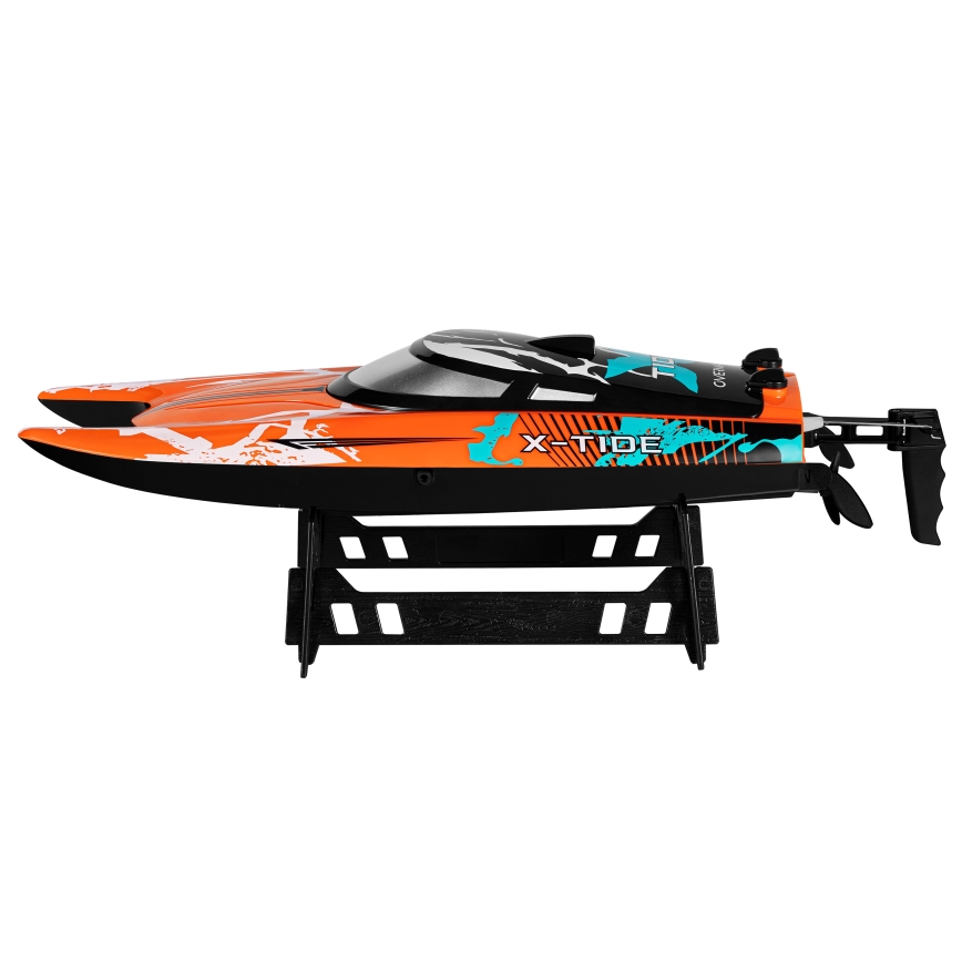 Overmax - Zdalnie sterowana łódź RC X-TIDE 2400 mAh czarna/pomarańczowa
