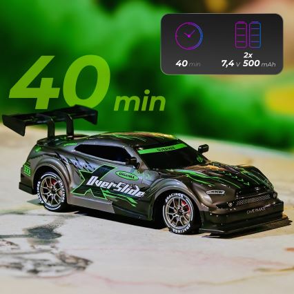 Overmax - RC samochód driftowy zdalnie sterowany 2 w 1 X-OVERSLIDE 1000 mAh czarny/zielony/niebieski/czerwony