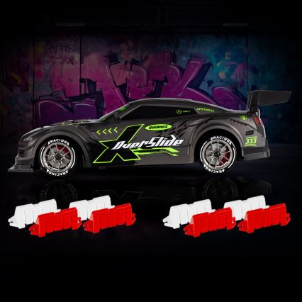 Overmax - RC samochód driftowy zdalnie sterowany 2 w 1 X-OVERSLIDE 1000 mAh czarny/zielony/niebieski/czerwony