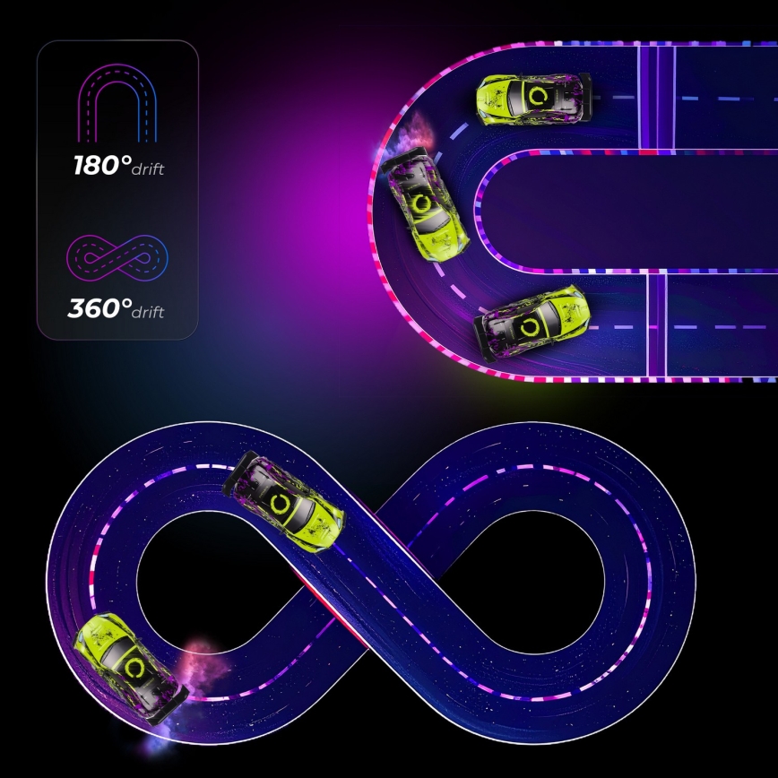 Overmax - zdalnie sterowany samochód driftowy X-DRIFT 1000 mAh żółty/fioletowy