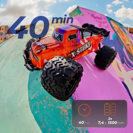 Overmax - Zdalnie sterowany samochód RC X-STRIKE, 3000 mAh, czarny/pomarańczowy