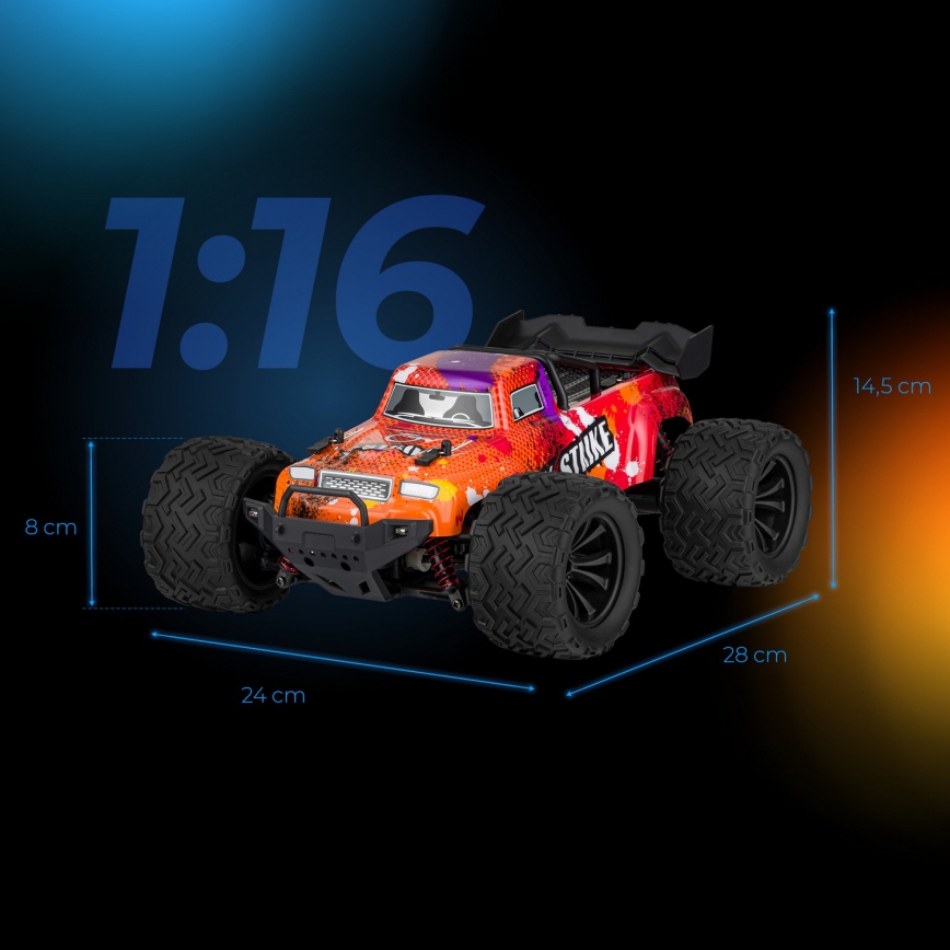 Overmax - Zdalnie sterowany samochód RC X-STRIKE, 3000 mAh, czarny/pomarańczowy