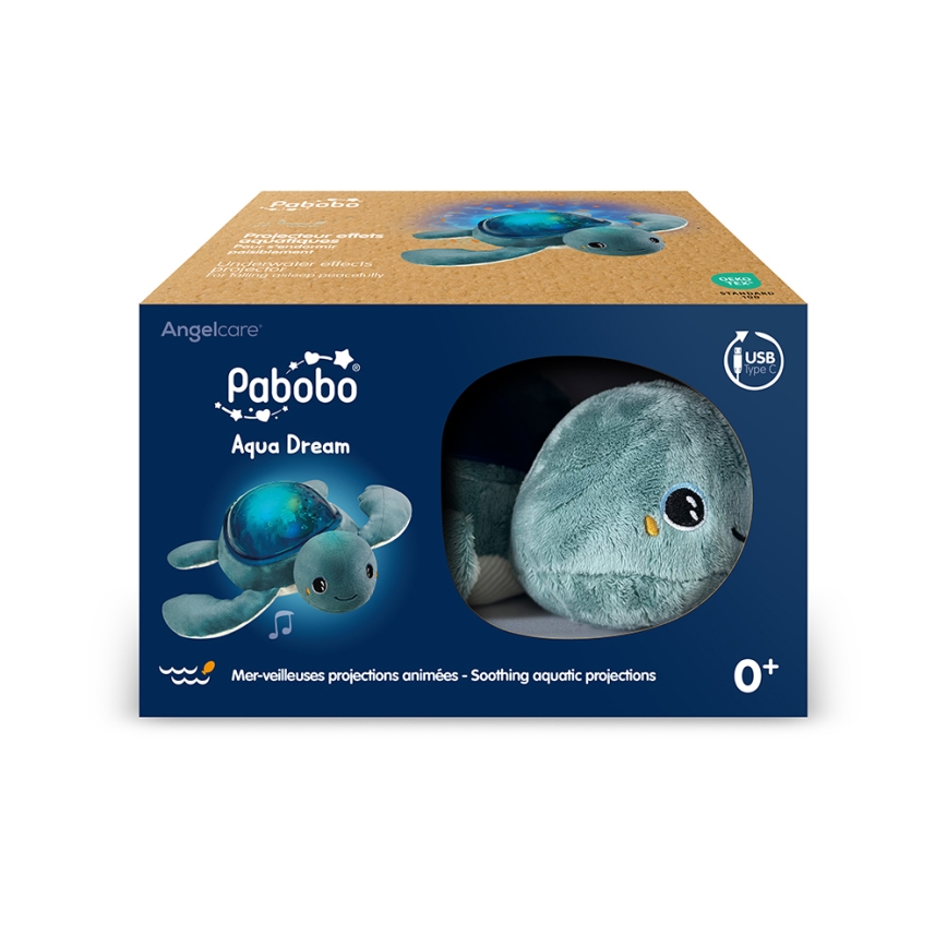 PABOBO - Projektor z muzyką AQUA DREAM USB żółw 1200 mAh
