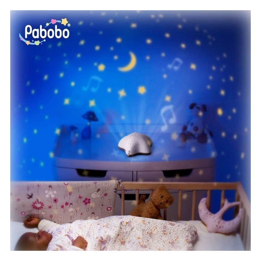 PABOBO - Projektor z muzyką STAR 3xAA beżowy