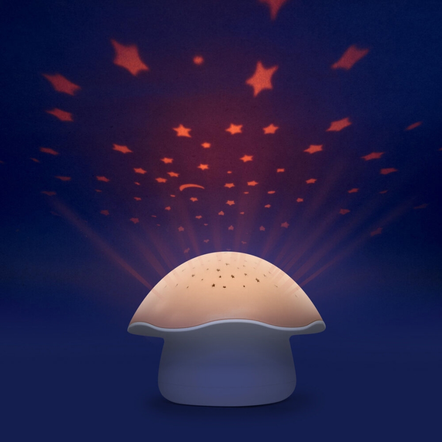 PABOBO - Projektor z muzyką STAR MUSHROOM 3xAA łososiowy