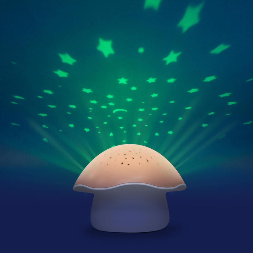 PABOBO - Projektor z muzyką STAR MUSHROOM 3xAA łososiowy