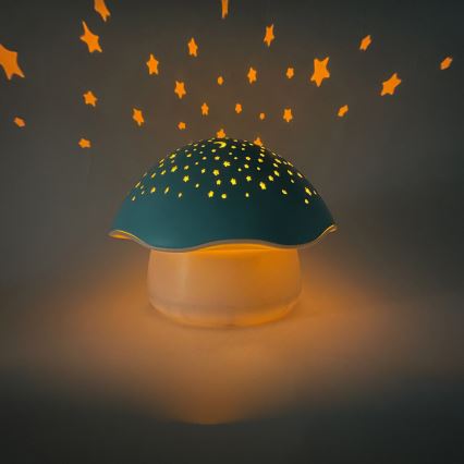 PABOBO - Projektor z muzyką STAR MUSHROOM 3xAA niebieski