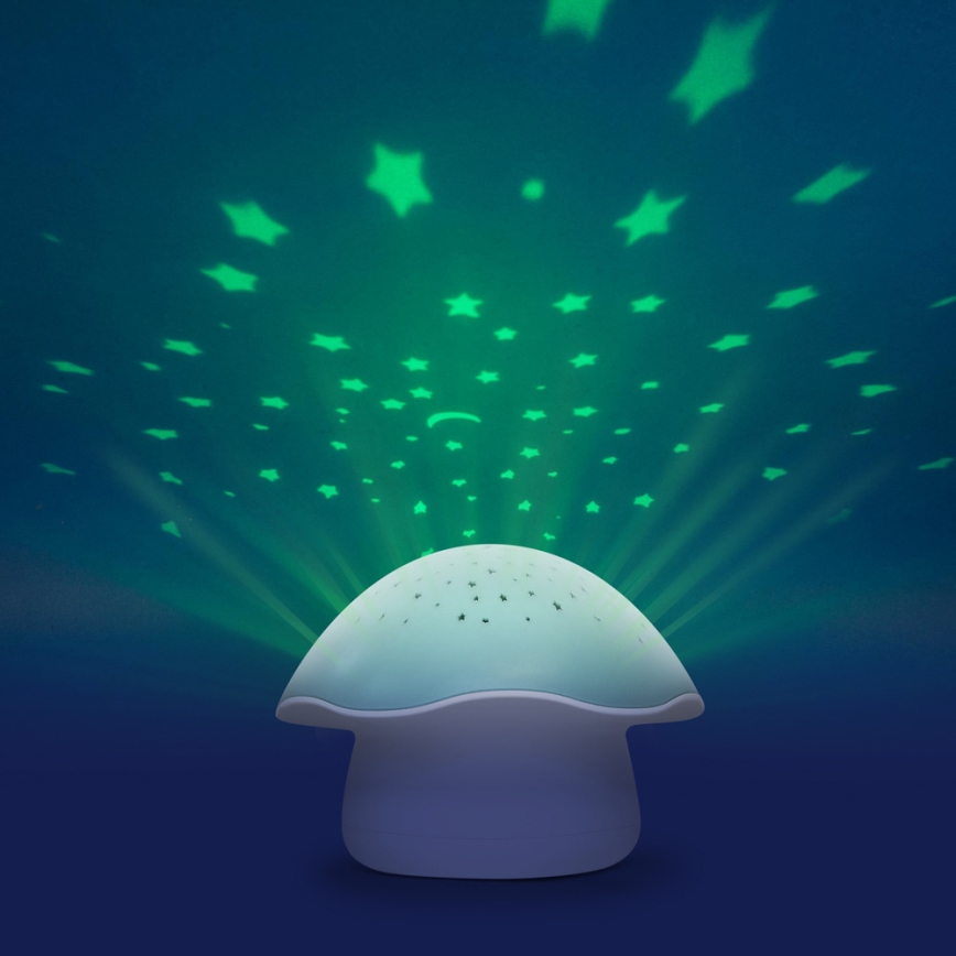 PABOBO - Projektor z muzyką STAR MUSHROOM 3xAA niebieski