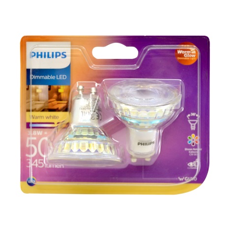 PACK 2x LED Ściemnialna żarówka Philips Warm Glow GU10/5W/230V 2200K-2700K
