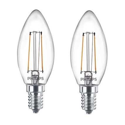 PACK 2x LED Żarówka Philips B35 E14/2W/230V 2700K