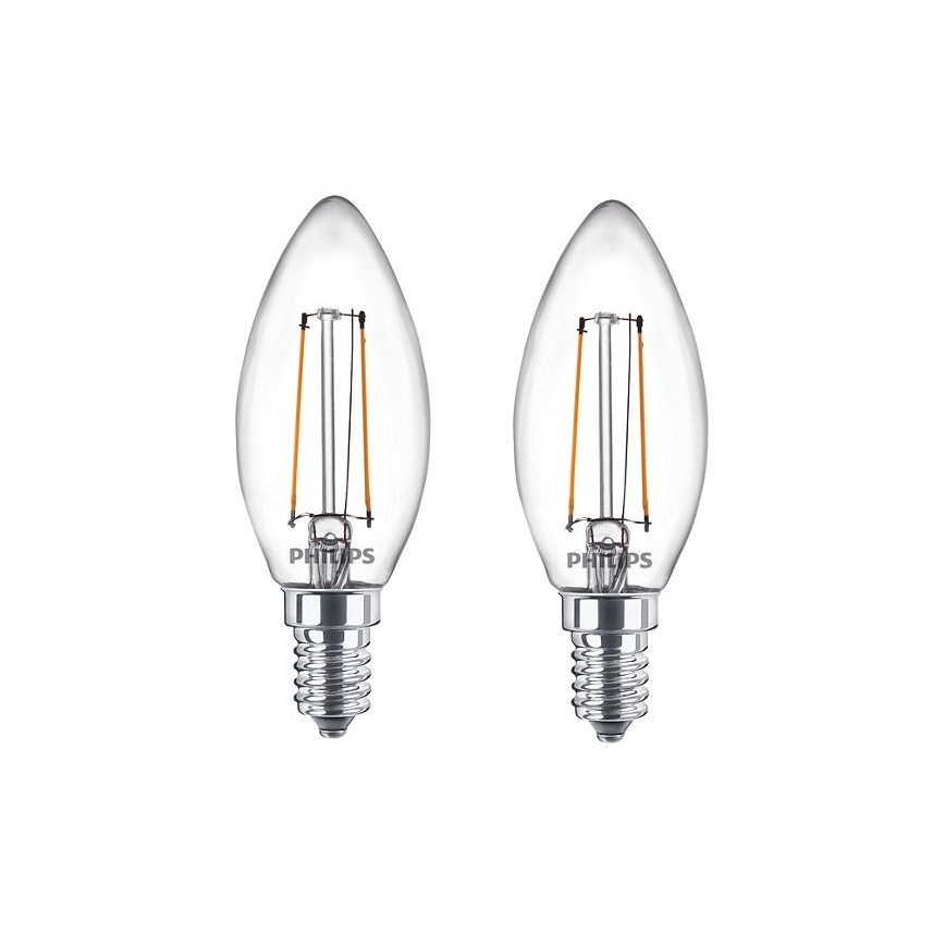 PACK 2x LED Żarówka Philips B35 E14/2W/230V 2700K