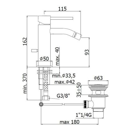 Paffoni - Bateria bidetowa + korek LIGHT szczotkowane złoto