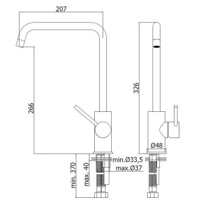 Paffoni - Bateria kuchenna LIGHT 32,6 cm chrom błyszczący