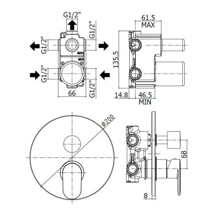 Paffoni - Bateria prysznicowa podtynkowa CANDY, chrom błyszczący