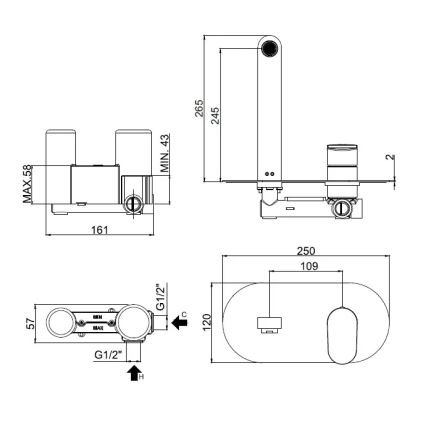 Paffoni - Bateria umywalkowa do montażu podtynkowego CANDY, chrom błyszczący