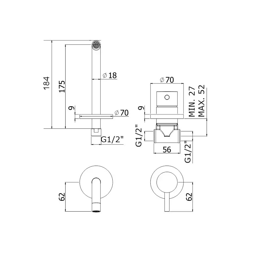 Paffoni - Bateria umywalkowa do montażu podtynkowego LIGHT błyszczący chrom