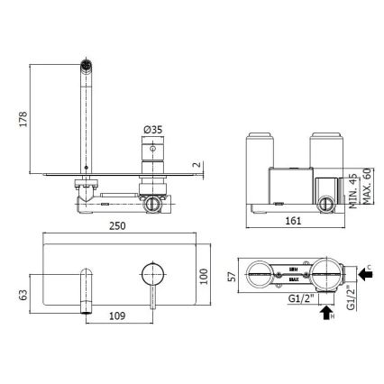 Paffoni - Bateria umywalkowa do montażu podtynkowego LIGHT, chrom błyszczący