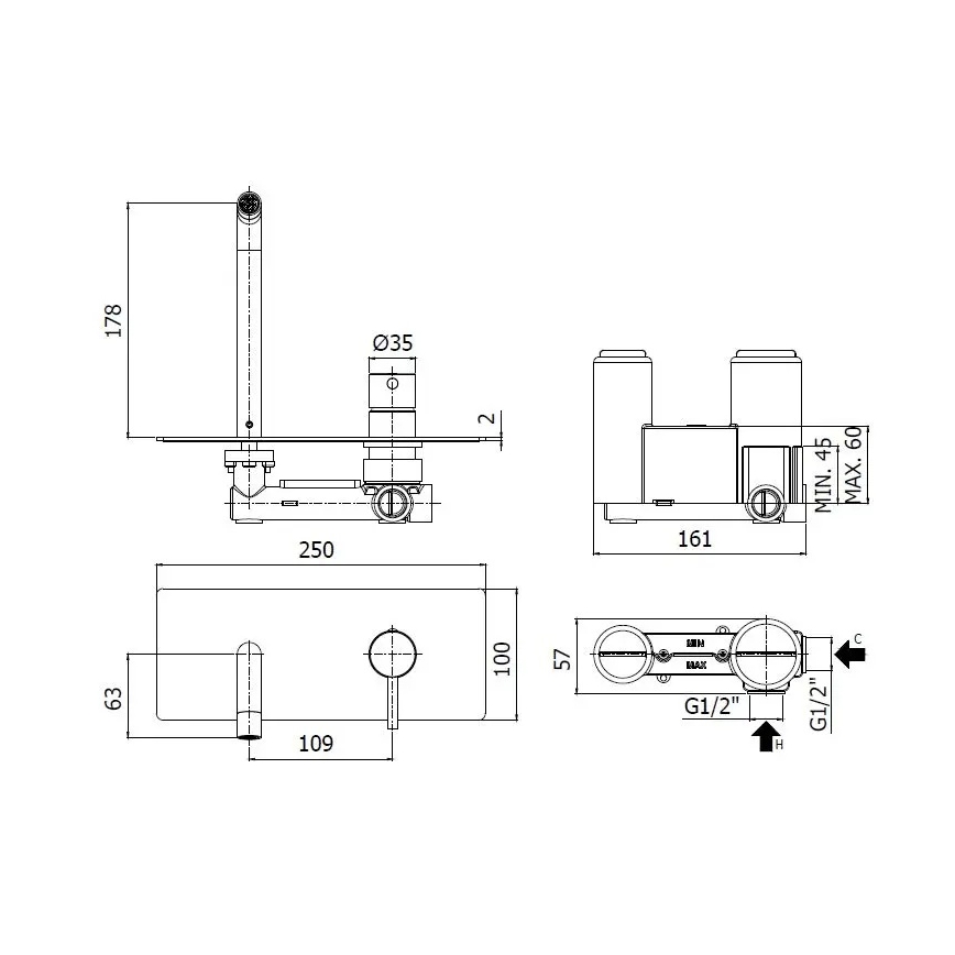 Paffoni - Bateria umywalkowa do montażu podtynkowego LIGHT, chrom błyszczący