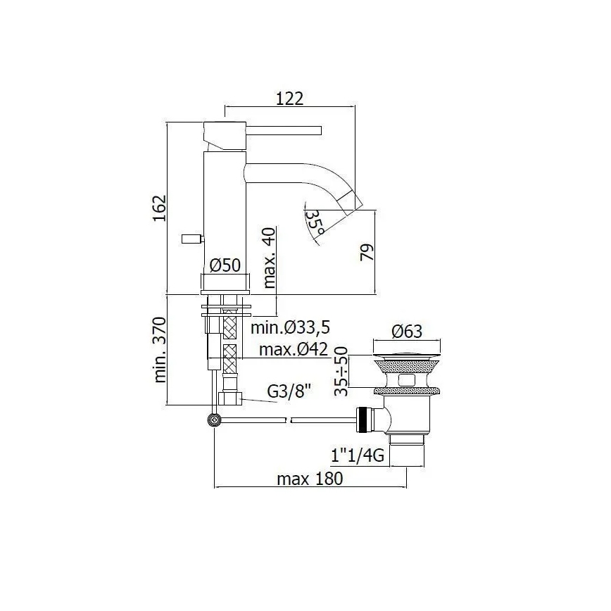 Paffoni - bateria umywalkowa LIGHT czarna