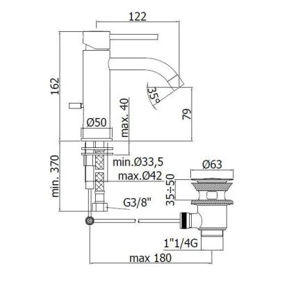 Paffoni - Bateria umywalkowa LIGHT z zestawem odpływowym, chrom błyszczący