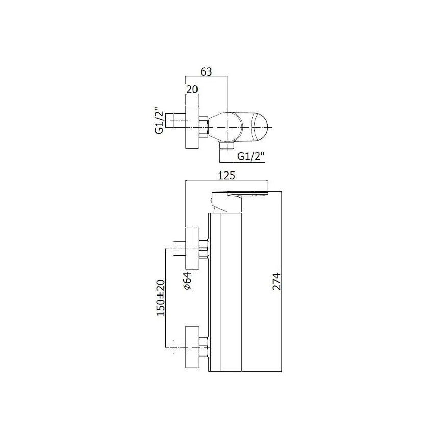 Paffoni - Bateria wannowa CANDY błyszczący chrom