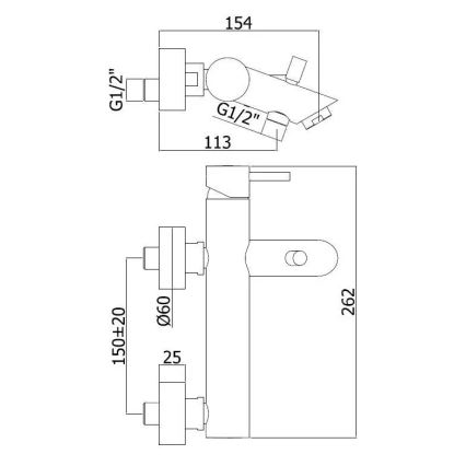 Paffoni - Bateria wannowa LIGHT, chrom błyszczący
