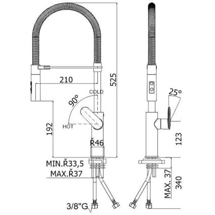 Paffoni - Bateria zlewozmywakowa CANDY z wyciąganą słuchawką, 52,5 cm, czarna